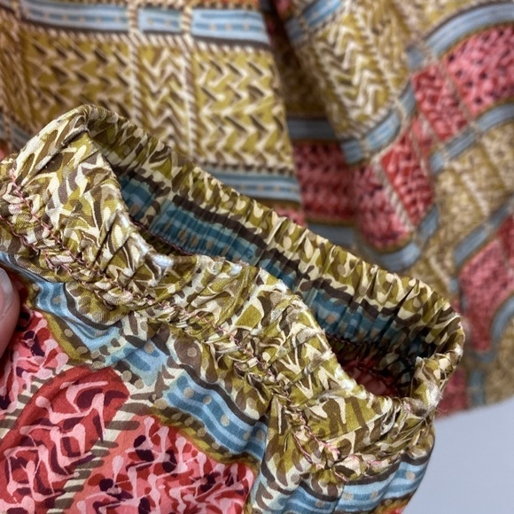 Vintage 90s 100% Silk Windbreaker Pink and Tan Boho print size XL - Picture 7 of 8